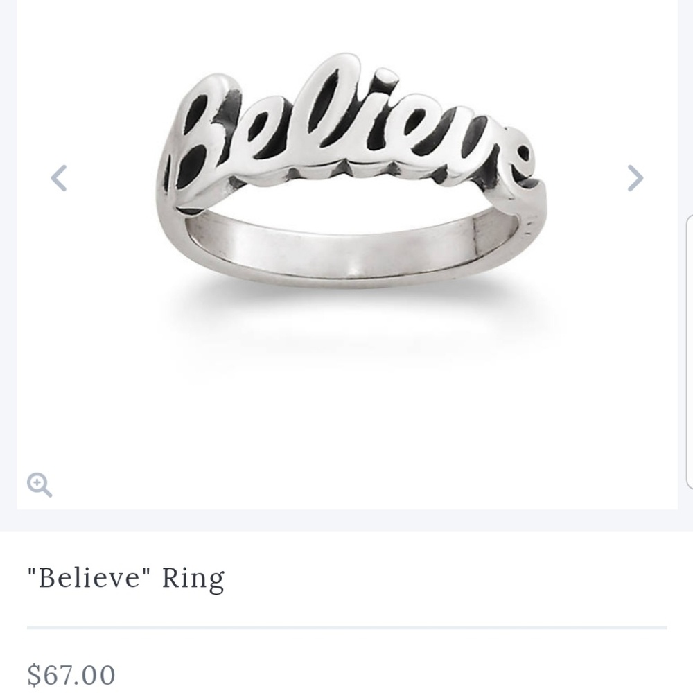 BELIEVE James Avery sterling silver ring size 5